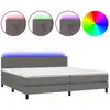 Image de vidaXL Lit Boxspring avec matelas & LED Gris 200x200 cm Similicuir