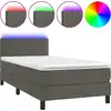 Image de vidaXL Lit boxspring avec matelas & LED gris foncé 80x200 cm velours
