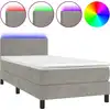 Image de vidaXL Lit boxspring avec matelas & LED gris clair 90x200 cm velours