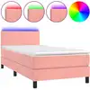 Image de vidaXL Lit boxspring avec matelas & LED rose 90x200 cm velours