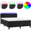 Image de vidaXL Lit boxspring avec matelas & LED noir 140x190 cm velours