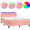 Image de vidaXL Sommier tapissier avec matelas et LED Rose 140x190 cm Velours