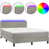 Image de vidaXL Lit boxspring avec matelas & LED gris clair 140x200 cm velours
