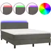 Image de vidaXL Lit boxspring avec matelas & LED gris foncé 140x200 cm velours