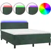 Image de vidaXL Lit boxspring avec matelas & LED vert foncé 140x200 cm velours