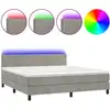 Image de vidaXL Lit boxspring avec matelas & LED gris clair 160x200 cm velours