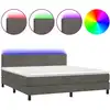 Image de vidaXL Lit boxspring avec matelas & LED gris foncé 160x200 cm velours