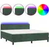 Image de vidaXL Lit boxspring avec matelas & LED vert foncé 160x200 cm velours