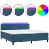 Image de vidaXL Lit boxspring avec matelas & LED bleu foncé 160x200 cm velours
