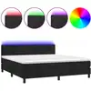Image de vidaXL Lit boxspring avec matelas & LED noir 180x200 cm velours