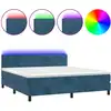 Image de vidaXL Lit boxspring avec matelas & LED bleu foncé 180x200 cm velours