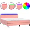 Image de vidaXL Sommier tapissier avec matelas et LED Rose 180x200 cm Velours
