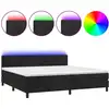 Image de vidaXL Lit boxspring avec matelas & LED noir 200x200 cm velours