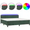Image de vidaXL Lit boxspring avec matelas & LED vert foncé 200x200 cm velours