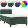 Image de vidaXL Lit boxspring avec matelas & LED vert foncé 80x200 cm velours