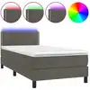 Image de vidaXL Lit boxspring avec matelas & LED gris foncé 90x190 cm velours