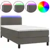 Image de vidaXL Lit boxspring avec matelas & LED gris foncé 90x200 cm velours