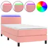 Image de vidaXL Lit boxspring avec matelas & LED rose 100x200 cm velours