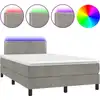 Image de vidaXL Lit boxspring avec matelas & LED gris clair 120x200 cm velours