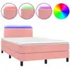 Image de vidaXL Lit boxspring avec matelas & LED rose 120x200 cm velours