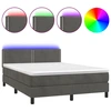 Image de vidaXL Lit boxspring avec matelas & LED gris foncé 140x190 cm velours