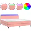 Image de vidaXL Sommier tapissier avec matelas et LED Rose 160x200 cm Velours