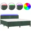 Image de vidaXL Lit boxspring avec matelas & LED vert foncé 180x200 cm velours