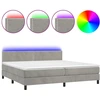 Image de vidaXL Lit boxspring avec matelas & LED gris clair 200x200 cm velours