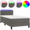 Image de vidaXL Lit boxspring avec matelas & LED gris foncé 80x200 cm velours