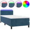 Image de vidaXL Lit boxspring avec matelas & LED bleu foncé 80x200 cm velours