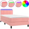 Image de vidaXL Lit boxspring avec matelas & LED rose 90x190 cm velours