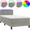 Image de vidaXL Lit boxspring avec matelas & LED gris clair 90x200 cm velours