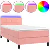 Image de vidaXL Lit boxspring avec matelas & LED rose 90x200 cm velours