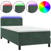 Image de vidaXL Lit boxspring avec matelas & LED vert foncé 100x200 cm velours