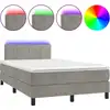 Image de vidaXL Lit boxspring avec matelas & LED gris clair 120x200 cm velours