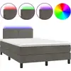 Image de vidaXL Lit boxspring avec matelas & LED gris foncé 120x200 cm velours