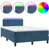 Image de vidaXL Lit boxspring avec matelas & LED bleu foncé 120x200 cm velours