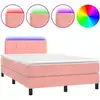 Image de vidaXL Lit boxspring avec matelas & LED rose 120x200 cm velours