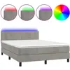 Image de vidaXL Lit boxspring avec matelas & LED gris clair 140x190 cm velours