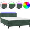 Image de vidaXL Lit boxspring avec matelas & LED vert foncé 140x190 cm velours