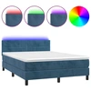 Image de vidaXL Lit boxspring avec matelas & LED bleu foncé 140x190 cm velours