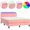 Image de vidaXL Sommier tapissier avec matelas et LED Rose 140x190 cm Velours
