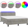 Image de vidaXL Lit boxspring avec matelas & LED gris clair 140x200 cm velours
