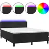Image de vidaXL Lit boxspring avec matelas & LED noir 140x200 cm velours