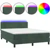 Image de vidaXL Lit boxspring avec matelas & LED vert foncé 140x200 cm velours