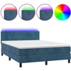 Image de vidaXL Lit boxspring avec matelas & LED bleu foncé 140x200 cm velours