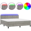 Image de vidaXL Lit boxspring avec matelas & LED gris clair 160x200 cm velours