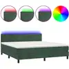 Image de vidaXL Lit boxspring avec matelas & LED vert foncé 160x200 cm velours