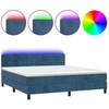 Image de vidaXL Lit boxspring avec matelas & LED bleu foncé 160x200 cm velours
