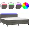 Image de vidaXL Lit boxspring avec matelas & LED gris foncé 180x200 cm velours